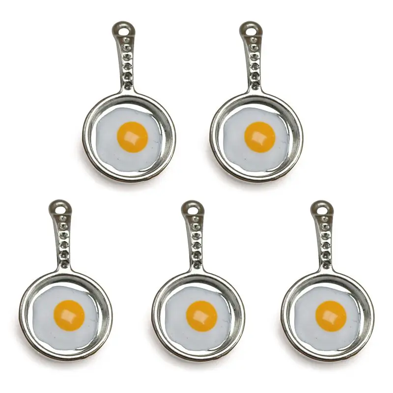 

5PCs Charms Alloy Retro Frying pan with Eggs Jewelry Making Pendant Charm Accessory