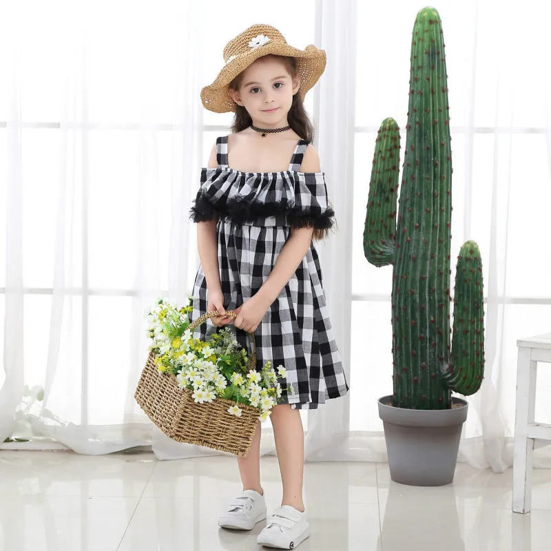 

New Baby Girls Dress for Spring Summer Short Sleeve Striped Print Princess Dress Children's Clothes Stylish Holiday Suit Age 4-9