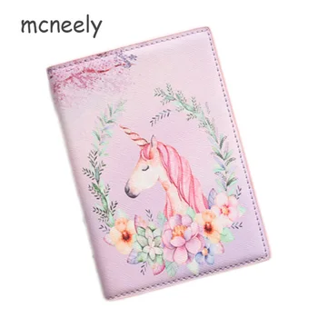 

Mcneely Unicorn Travel Passport Cover Violet Color Women Passport Holder Girls Fashion Credit Card Holder Ticket Folder Bag