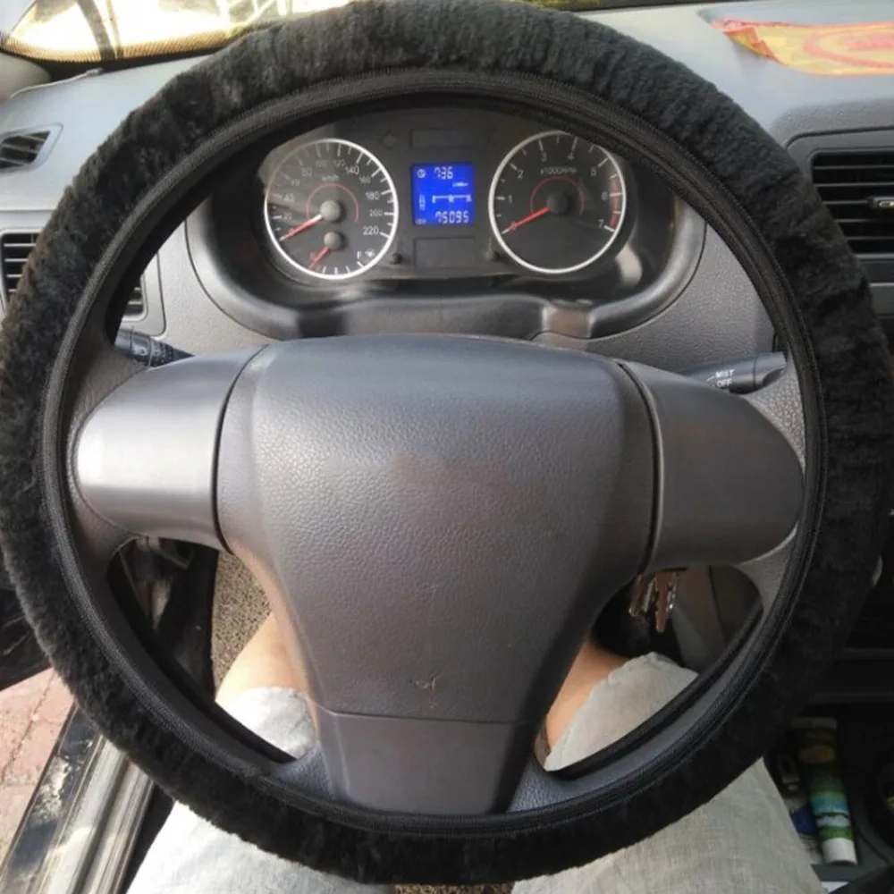 

Cheap Warm plush winter car steering wheel cover imitation wool Universal auto supplies car accessories hot selling