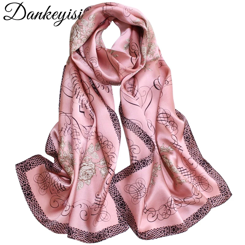 

DANKEYISI Women Silk Scarf Real Silk Printed Women Neck Long Scarves Hair Band Bag Ribbon Stain Silk Tie Scarfs For Girls