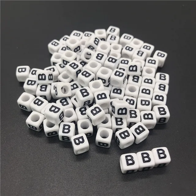 100pcs 6mm Letter Beads Square 26 Alphabet Beads White Acrylic Beads DIY Jewelry Making For