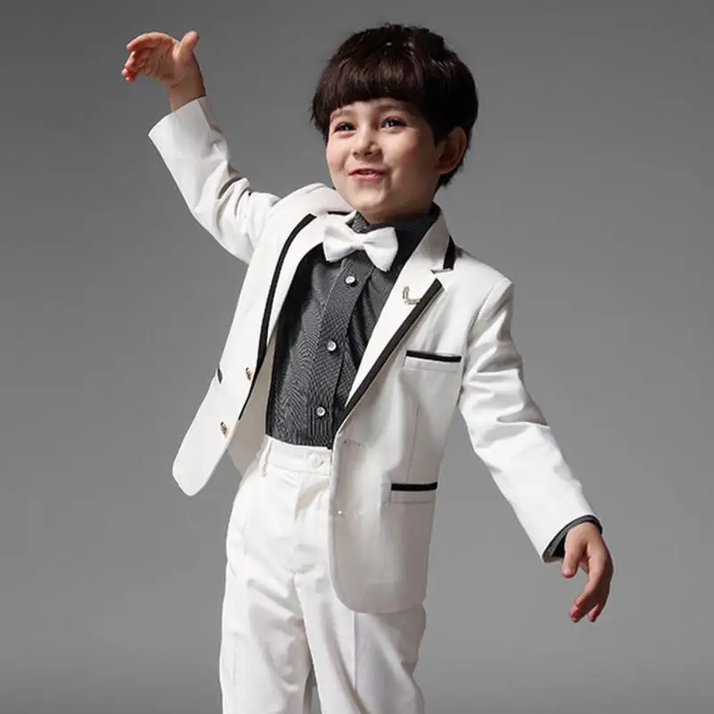 White Children Boy Suit Autumn Spring Boys Formal Suits Performance