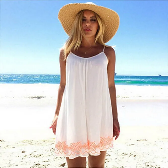 

Summer Cotton Dresses Sexy Thin white sundress sleeveless Backless Short BOHO Evening Party Beach Dress #Zero