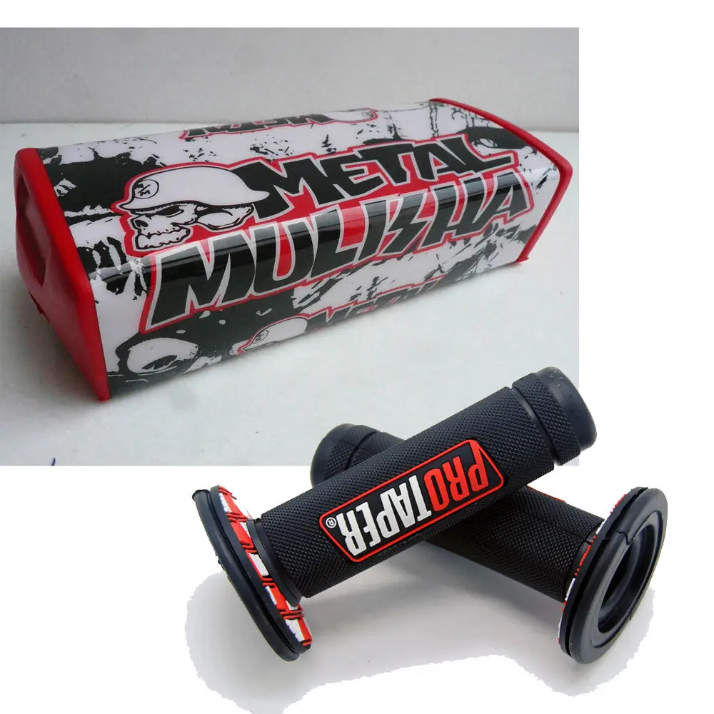 Red Motorcycle Handlebar Bar Pad + 22mm 7/8" Hand Grips Dirt Pit Bike