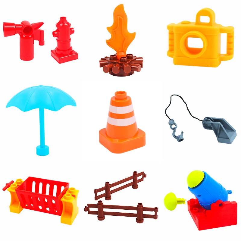 DIY Building Block Accessories Compatible With Legoingly Camera Duploed  Fire Suitcase Fence Torch Tables Bulk Parts Toys For Children  (16)