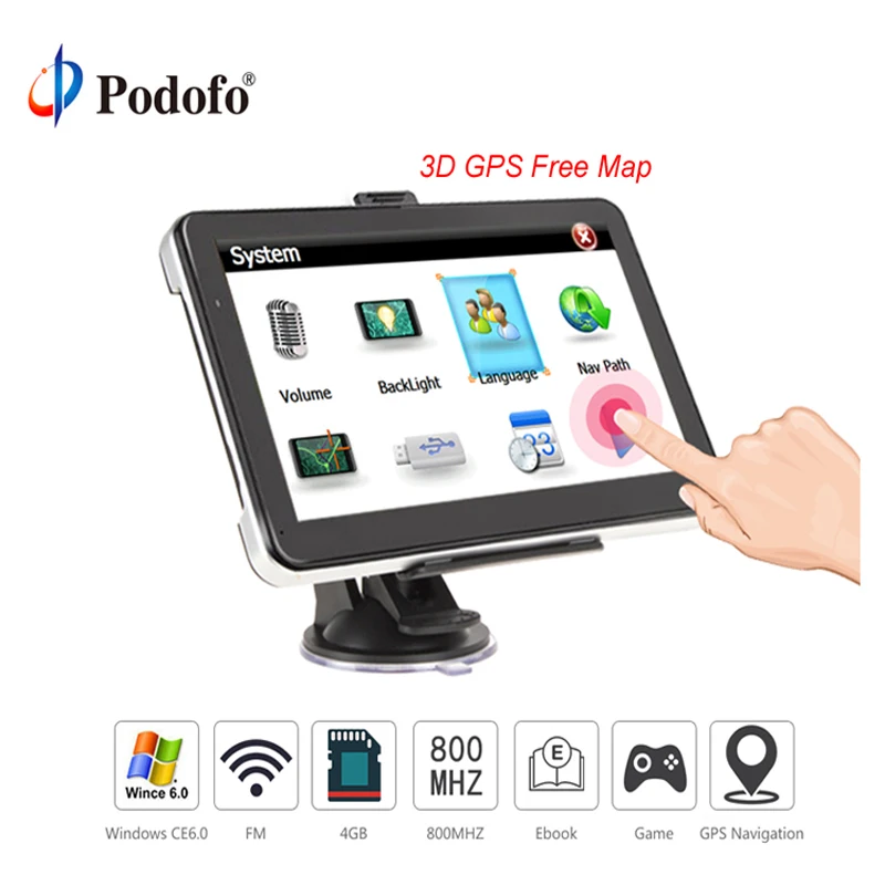 

AMPrime Car GPS Navigation 7 inch HD Capacitive Screen Win CE Media Capacitive Screen FM 8GB Vehicle Truck GPS Car Navigator