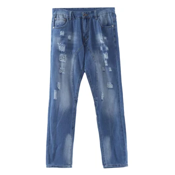 

New Designer Casual Hole Jeans Men Slim Straight Biker Jeans Pants Male Denim Casual Pants Plus Size 40