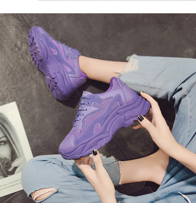 LZJ/женские кроссовки-столбики; коллекция года; модная женская обувь на платформе; обувь из вулканизированной кожи на шнуровке; женские кроссовки; обувь для папы
