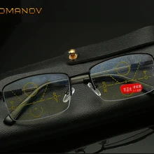 Прогрессивные многофокусные очки для чтения полуободок памяти ноги титановые очки с оправой из сплава рамка для дальнозоркости и дальнего верха 0 добавить+ 0.75To+ 4