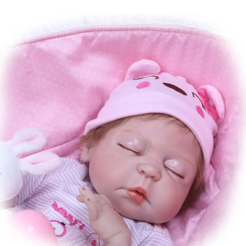

22" Full Silicone Reborn Baby Doll Bebe Alive LifelikeNew Birthday Present Waterproof Body Bathe New face gift sleeping basket