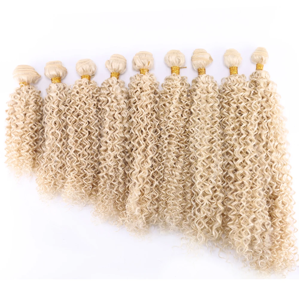  100 gram one piece Kinky curly High temperature Synthetic hair extensions 613# hair weaving