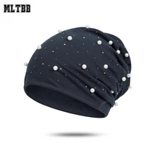 MLTBB Брендовая женская шапка бини Повседневная блестящая жемчуг и стразы бини для женщин НОВАЯ Трикотажная шапка с черепами головные уборы для женщин