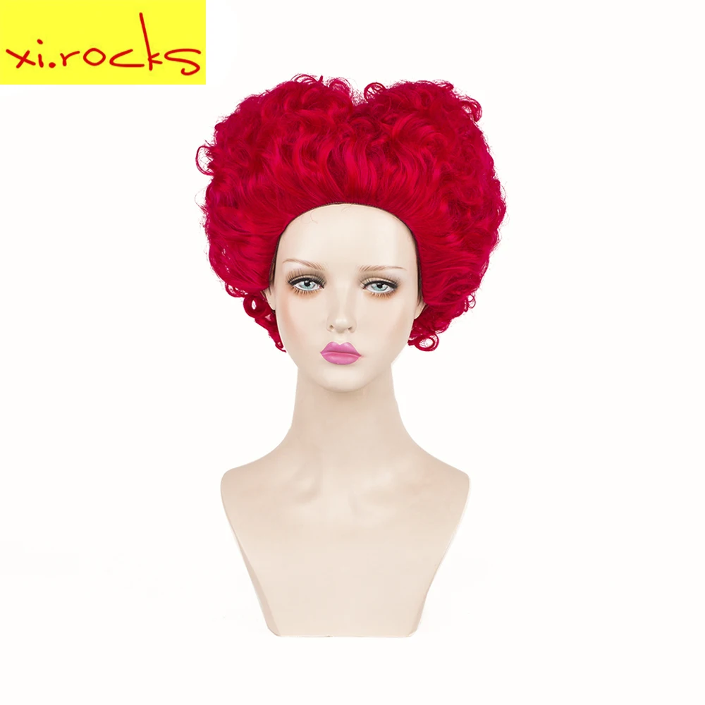 Xi.rocks Red Short Curly Cosplay Wigs Movie Character Alice's