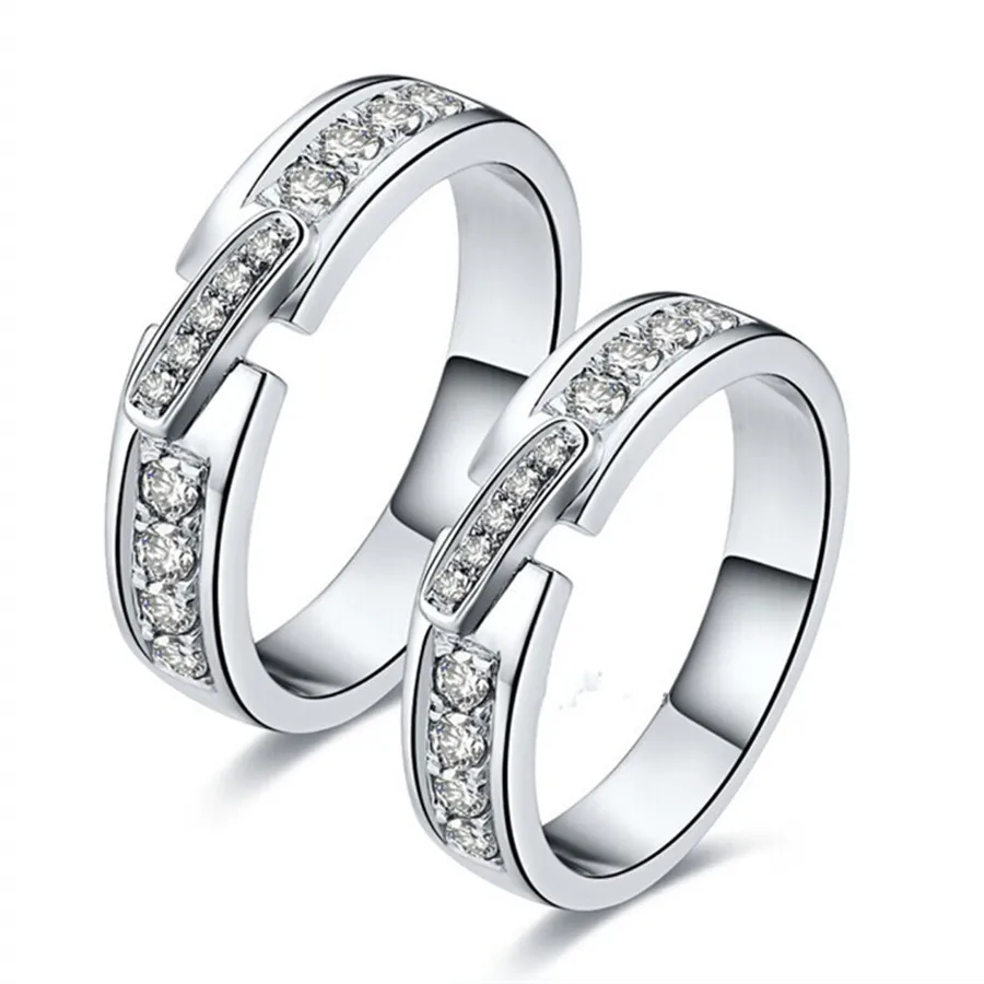 Vogue Lovers' Ring Brilliant Synthetic Diamonds Rings Solid 925