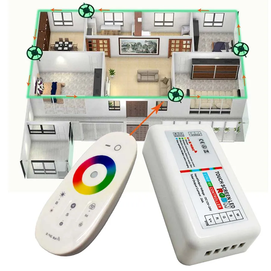 Controlador de Tela Sensível ao Toque Canal para 5050 Rgbw 24 v 18a Controle Remoto 5630 Luzes Tira Rgb Led 2.4g Dc12 14 Controladores RGB