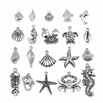 

30pcs/lot Starfish Charms Shell Conch Crab Pendant For DIY Jewelry Making Handmade Bracelet Necklace Key Chain Bag Accessories