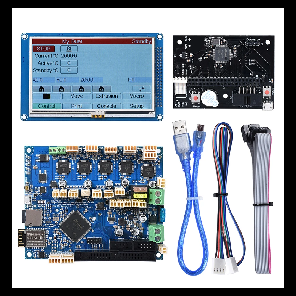 Cloned Duet 2 WIFI V1.04 3D Printer Motherboard 32 Bit Controller Board With 4.3" PanelDue Touch Screen For CNC MachineDuet 2 Wifi LINK：