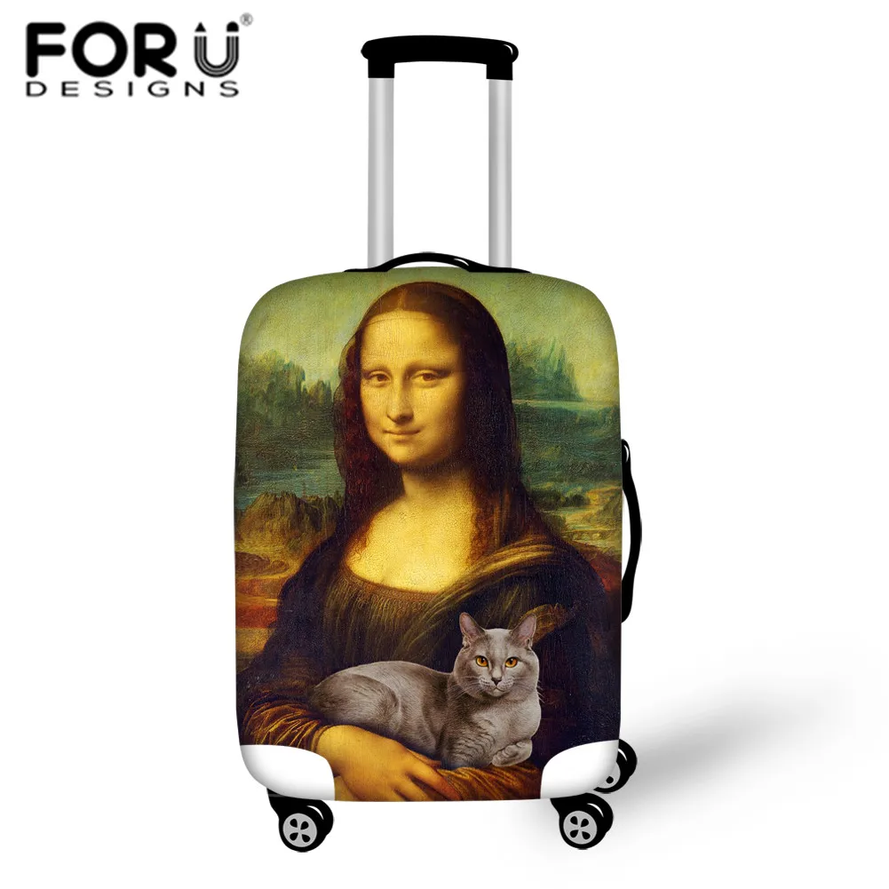 

FORUDESIGNS Luggage Cover Waterproof Suitcase Protector Case Cover Mona Lisa Cat Printing Apply to 18-30 inch Trolley Trunk Case