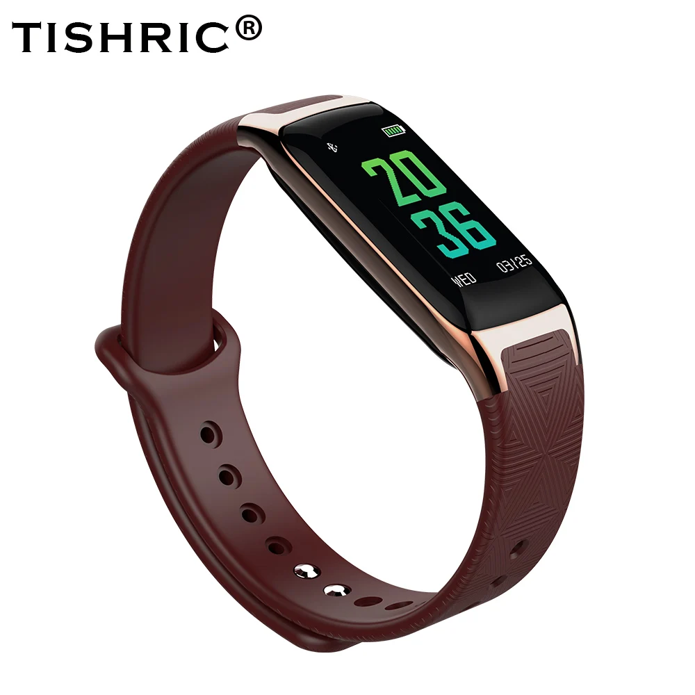 TISHRIC B20 Фитнес браслет IP67 Водонепроницаемый Smart Watch Sport Band несколько режимов деятельности часы NRF52832 задняя фара с насечкой браслет - Цвет: Brown