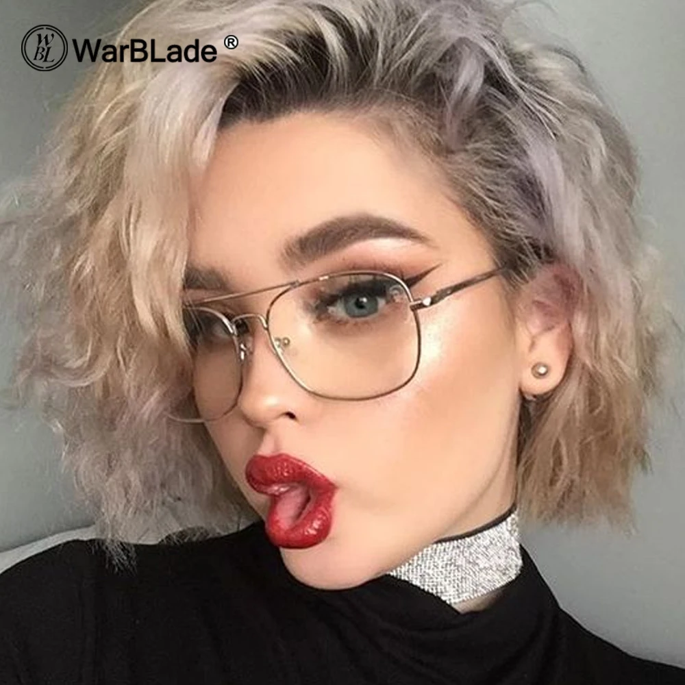 WarBLade Vintage Gold Metall Rahmen Brillen Herren Damen sonnenbrille Retro Square Optische Objektiv Brillen Nerd Klare Linse Gläser