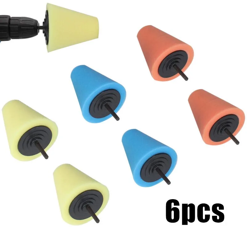 

6Pcs Car Vehicle Cleaning Wheels Car Polishing Sponge Foam Wheel Cone Shaped Buffing Pads 12*8*8cm