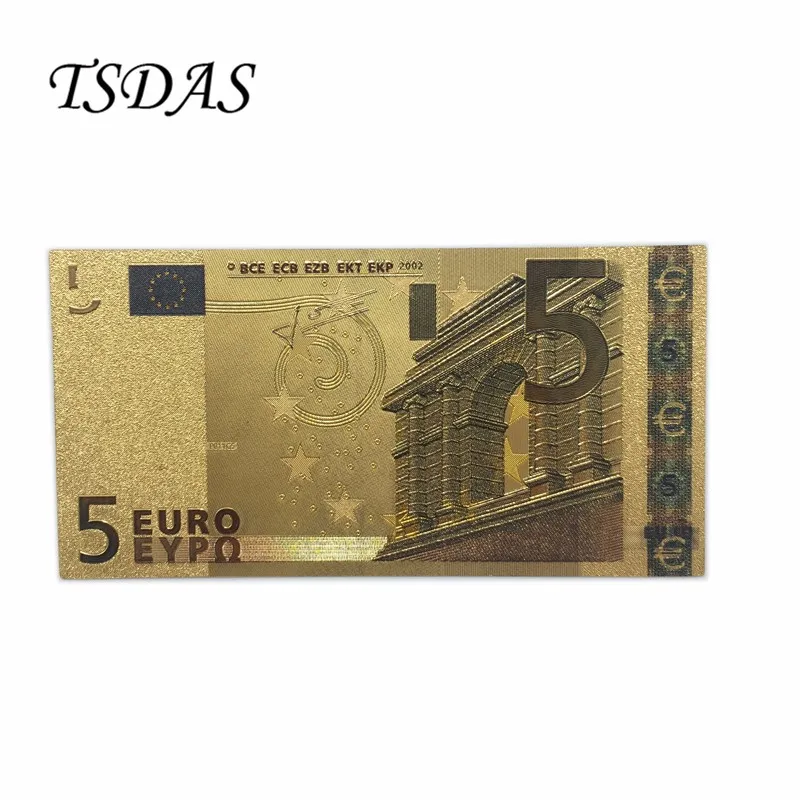 Красочные евро Золотая фольга банкноты 10 шт./лот 5 Евро коллекция банкнот творческие подарки