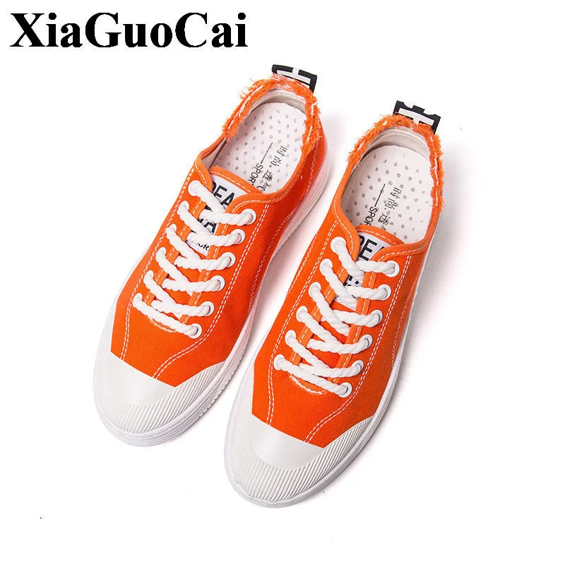 Fashion Breathable Canvas Shoes Men Retro Lace up Paltform Flats Men