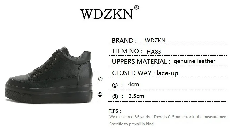 WDZKN/новое поступление; женская повседневная обувь на платформе; кроссовки из натуральной воловьей кожи; удобная женская обувь, увеличивающая рост; HA83