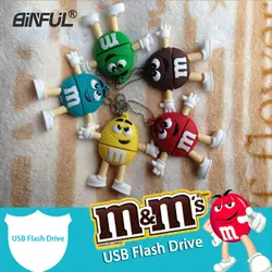 Шоколадный M & M USB флеш-накопитель ручка со смайликом привод 4 ГБ 8 ГБ 16 ГБ 32 ГБ 64 ГБ USB флешка памяти Флешка U диск креативный подарок