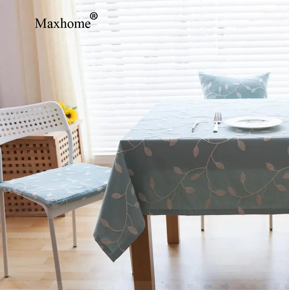 British Simple Embroidered Table Cloth Cotton Fabric Tablecloths