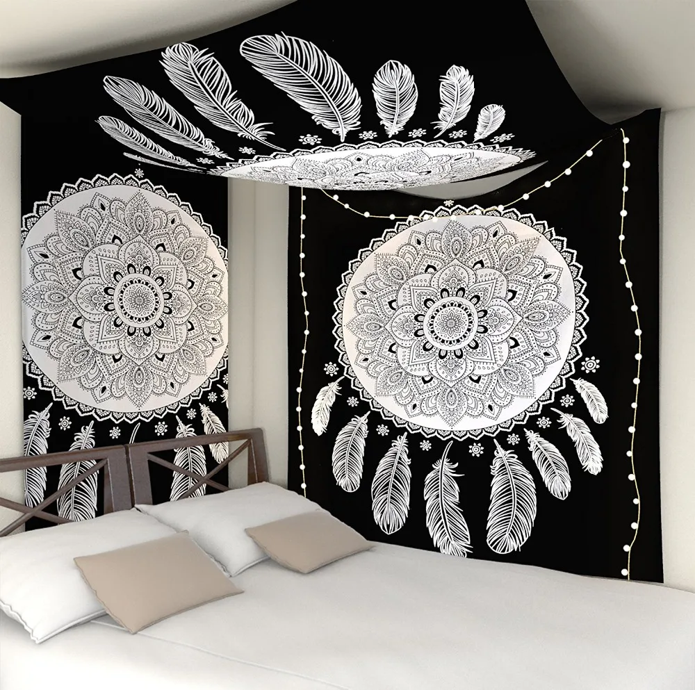 

Big Mandala India Beautiful Black Wall Hanging Decorative Tapestry Blanket Soft Bedspread Yoga Mat Table Cloth Home Bedding