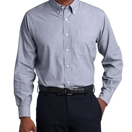 Port Authority TLS640 Mens Crosshatch Easy Care Long Sleeve Shirt Navy Frost - 2XL Tall (1)