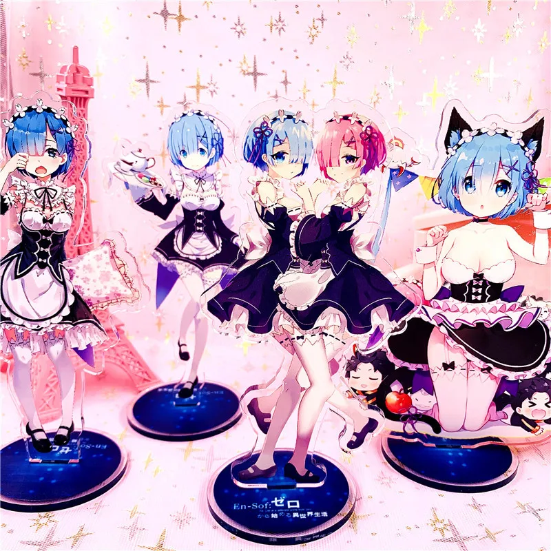 

Anime Keychain Hajimeru Isekai Seikatsu Re:Zero Kara Rem Ram Acrylic Standing Plate holder Home Desk Decor