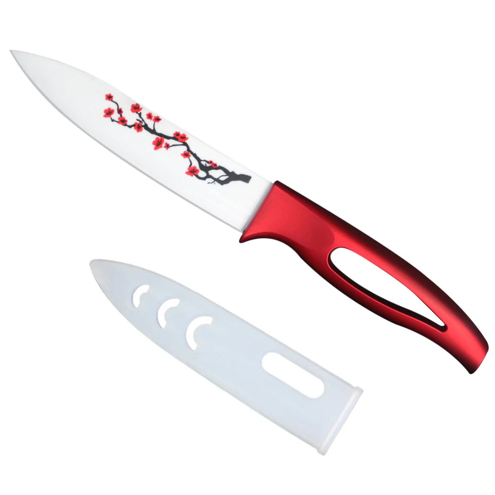 XYJ 5'' slicing ceramic knife sharp kitchen knives red handle white