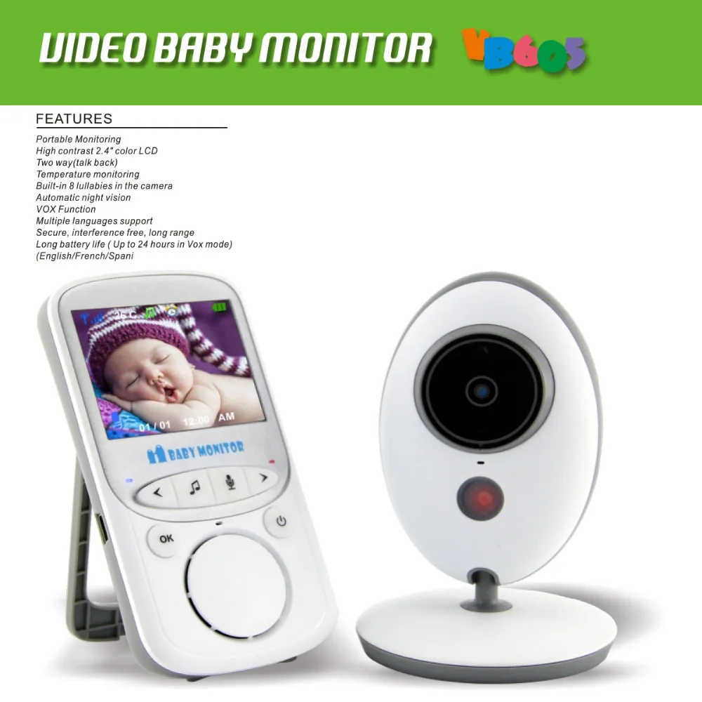 7/" LCD 2-Way Audio Talk 2.4G Wireless Digital IR Video Baby Monitor Wifi Camera