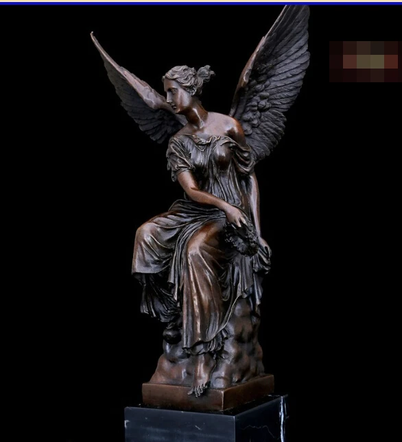 

Abstract Art Sculpture Copper Bronze Marble Base Angel Goddess Statue Figurine