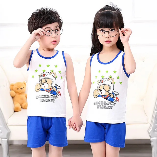 boys girls short sets cute cartoon little boy girl suits set summer