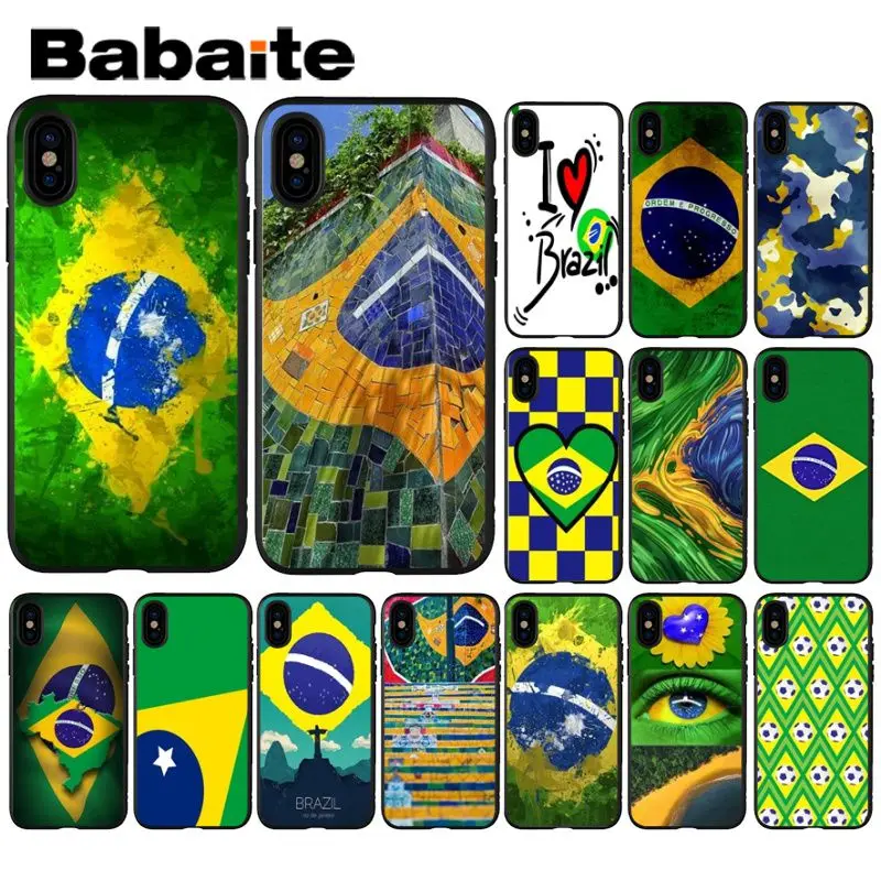 

Babaite Brazil Brazilian flag Luxury Unique Design Phone Cover for iPhone 5 5Sx 6 7 7plus 8 8Plus X XS MAX XR