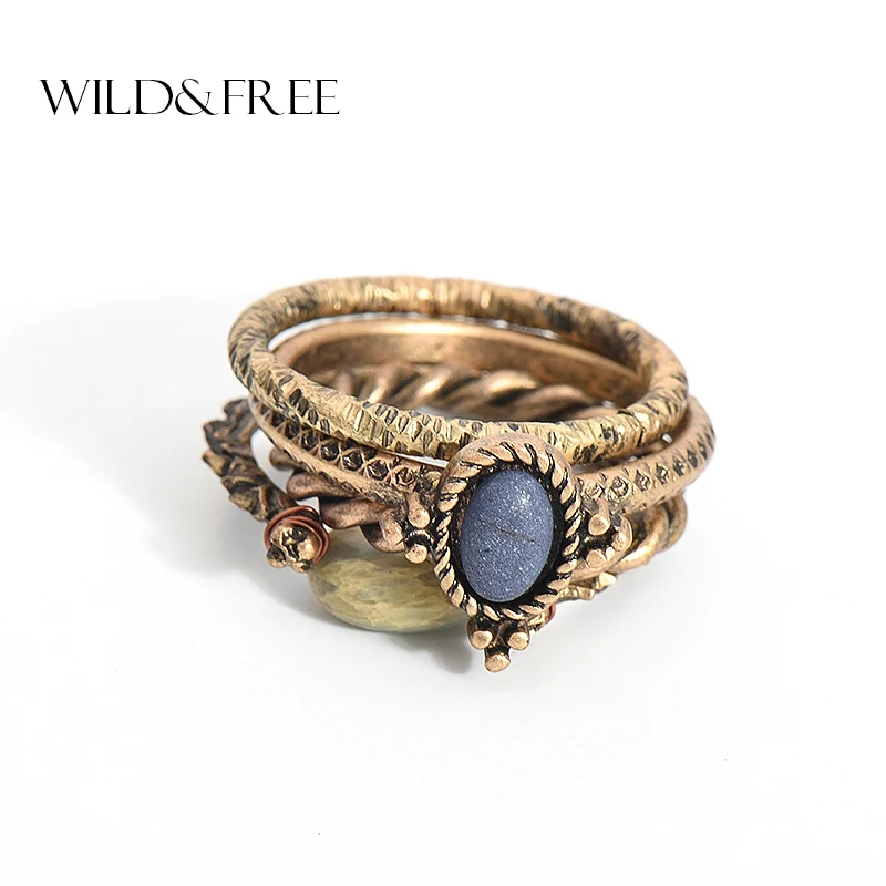 WILD & FREE 4 шт./компл. золото Цвет камень кольцо на фалангу наборы для Для женщин