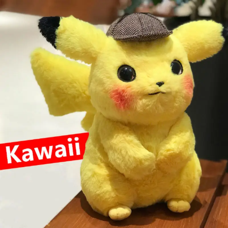 

25 cm Pikachu Knuffel Gevuld Speelgoed Detective Pikachu Japan Anime Pluche Speelgoed Voor Kinderen