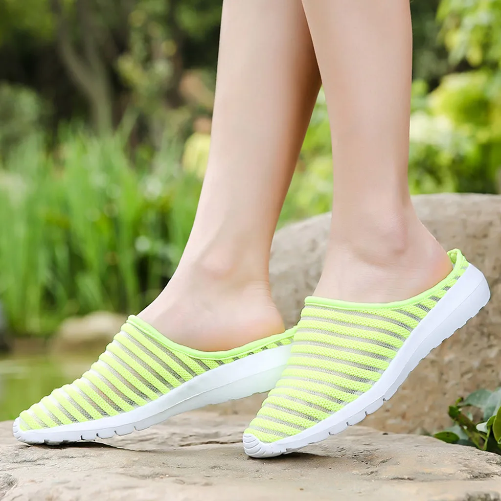 

2019 MUQGEW Fashion newest Message Bag Fashion Ladies Breathable Flat Bottom Non-Slip Half Drag Casual Shoes Sneakers 40
