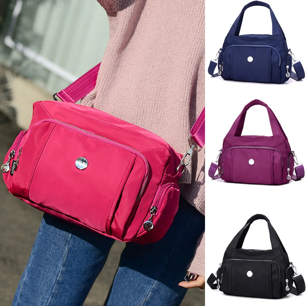 

Large capacity Women's Fashion Simple Pure Color Single Shoulder Messenger Bags hot sale zipper bag female 2019 black women's