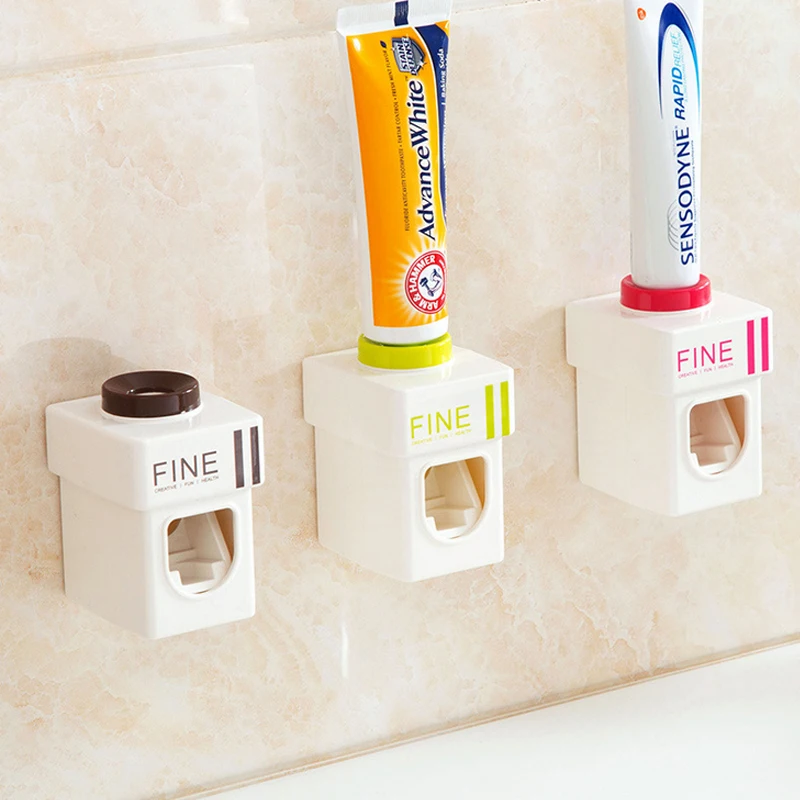 

Wall-Mounted Plastic Automatic Toothpaste Bathroom Organizer Accessories Tube Squeezer Suction Cup Durable Toothpaste Dispenser