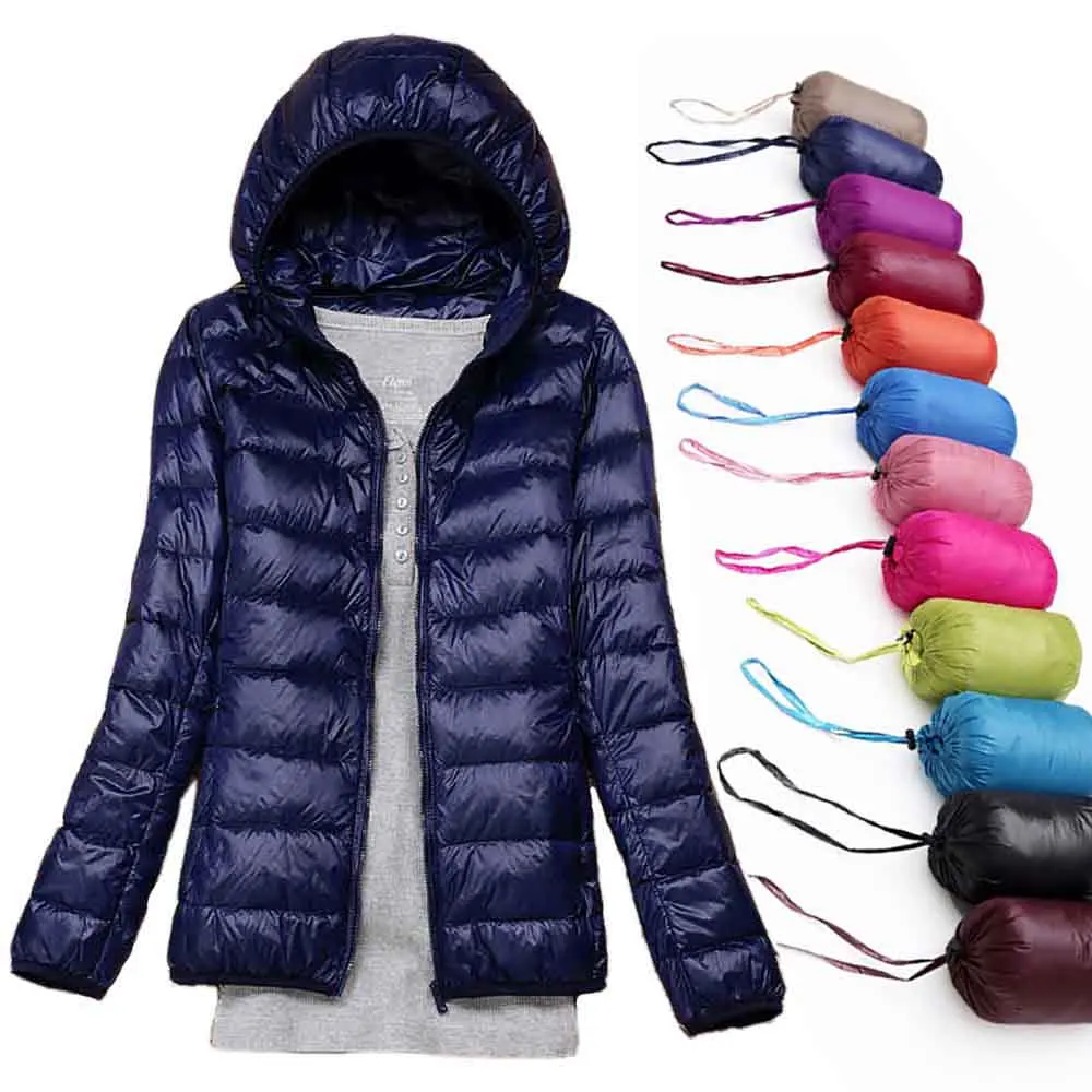 

2019 Women Winter Jackets Ultra Light White Duck Down Coat Spring Autumn Outwear Warm Windproof Slim Women's Parka Hooded Coats
