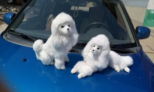 Besar Anjing Simulasi Poodle Mainan Putih Bulu Model Ornamen