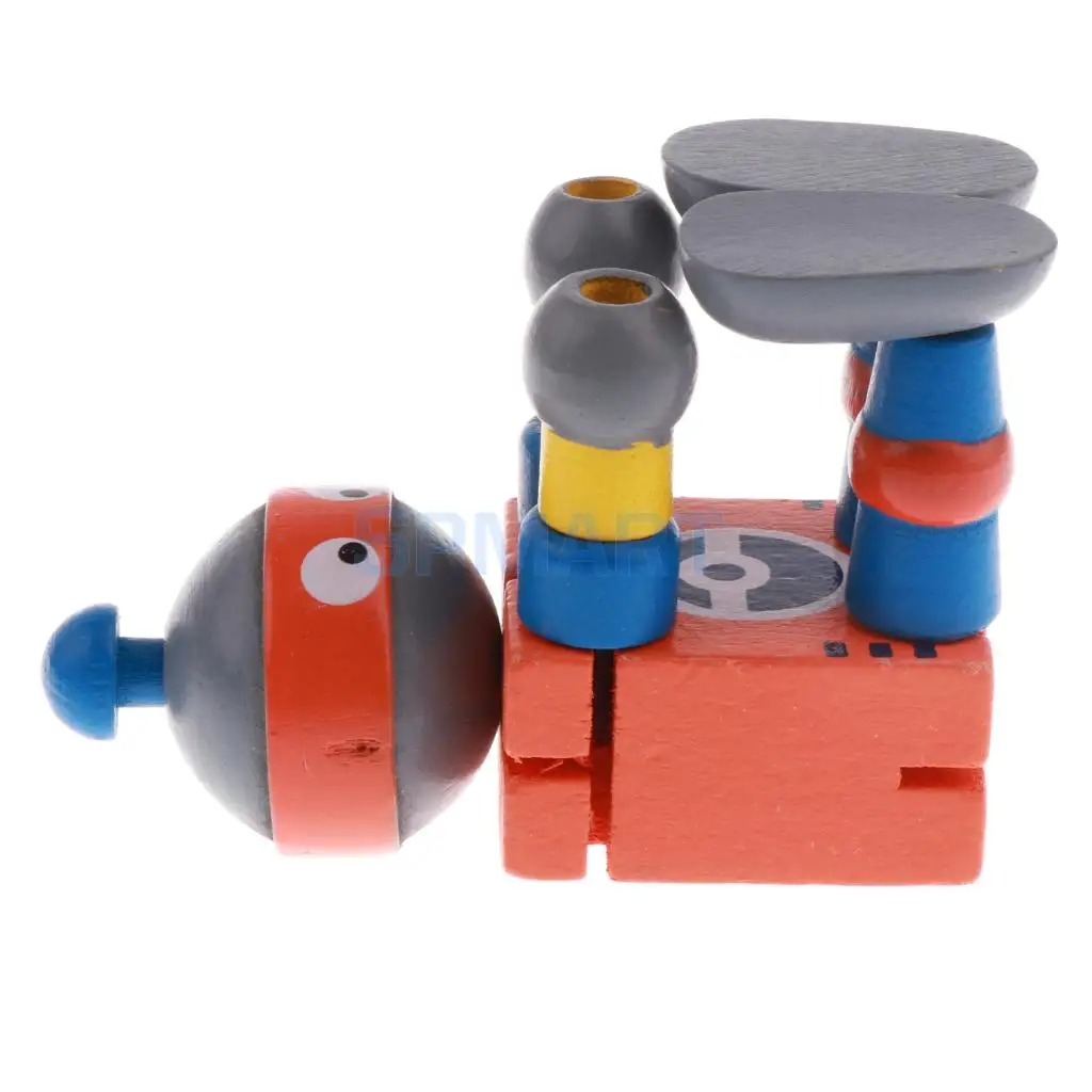 6pcs Wooden Walnut Puppets Robots Action Figure Toys Flexible Joints Poseable for Baby Children Kids Christmas Gifts
