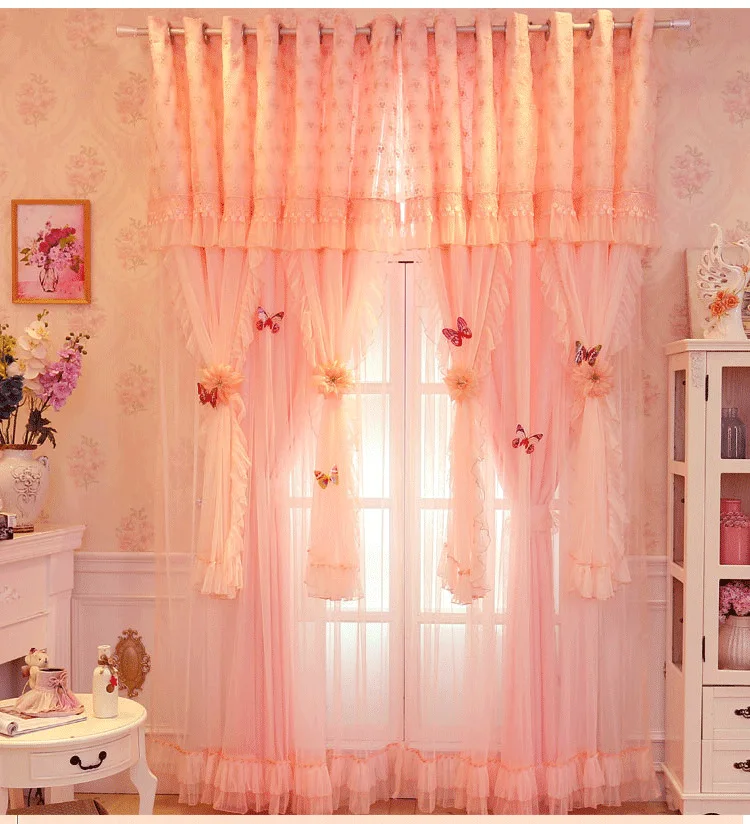 

Korean Dream Fresh Curtain Made of Fairy Scattered Flowers Customized Bandage for Lace Shade Curtain of Princess Wind Marriage
