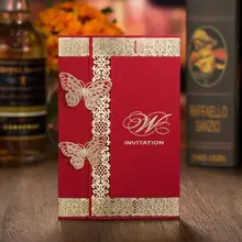 Gold foil Two Butterfly Laser Cut Wedding Invitation Card Customized & Printing Luxury Invitation Cards with Envelope 50pcs/pack