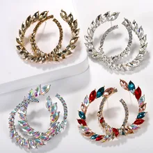 Лучшие женские богемные блестящие стеклянные Кристальные серьги-гвоздики для женщин, цветные свадебные ювелирные изделия, Круглые корейские массивные серьги